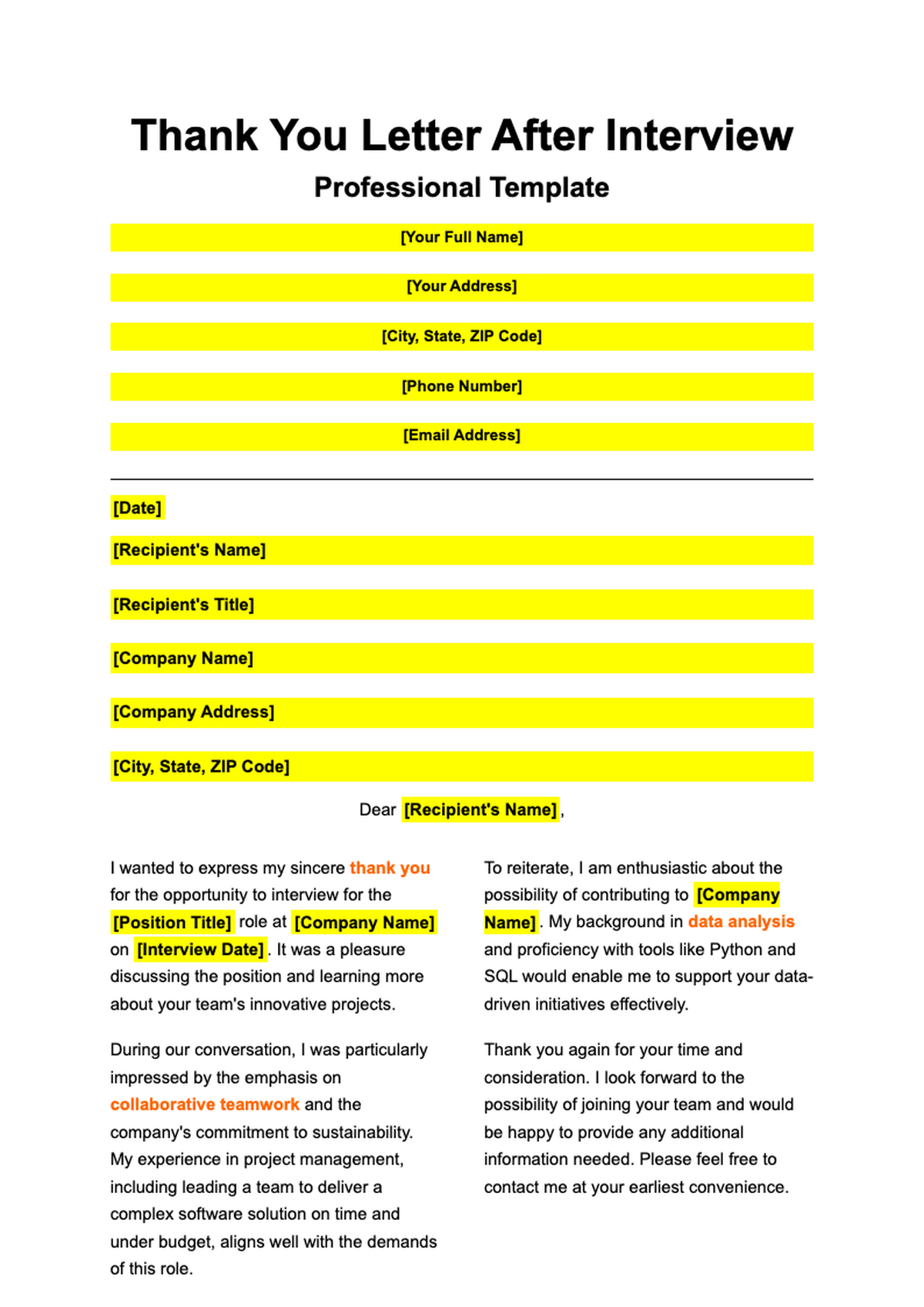 Professional thank you letter after interview template with placeholders and free download badge_variant_3